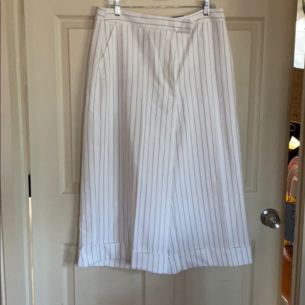 White and black stripe Wide leg trousers